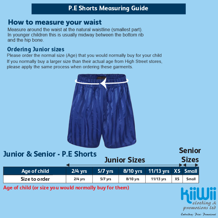 PE Shorts - Junior Sizes