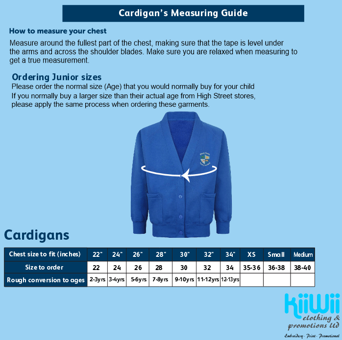 Cardigan - Junior Sizes