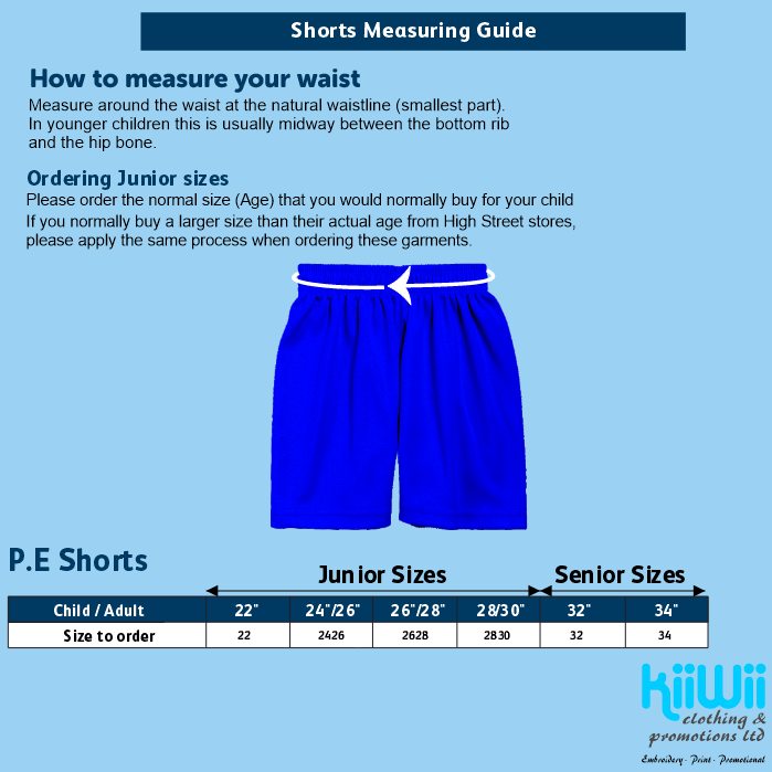 PE Shorts - Junior Sizes