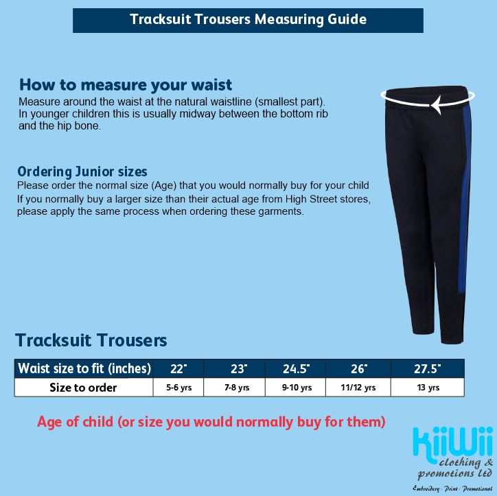 Track Pants - 11-12yrs & 13yrs Sizes (Optional)
