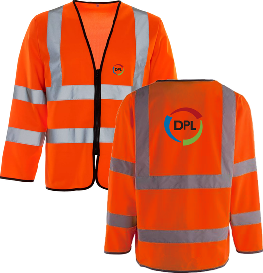DPL Group Orange Long Sleeved Zipped Hi Vis Safety Vest