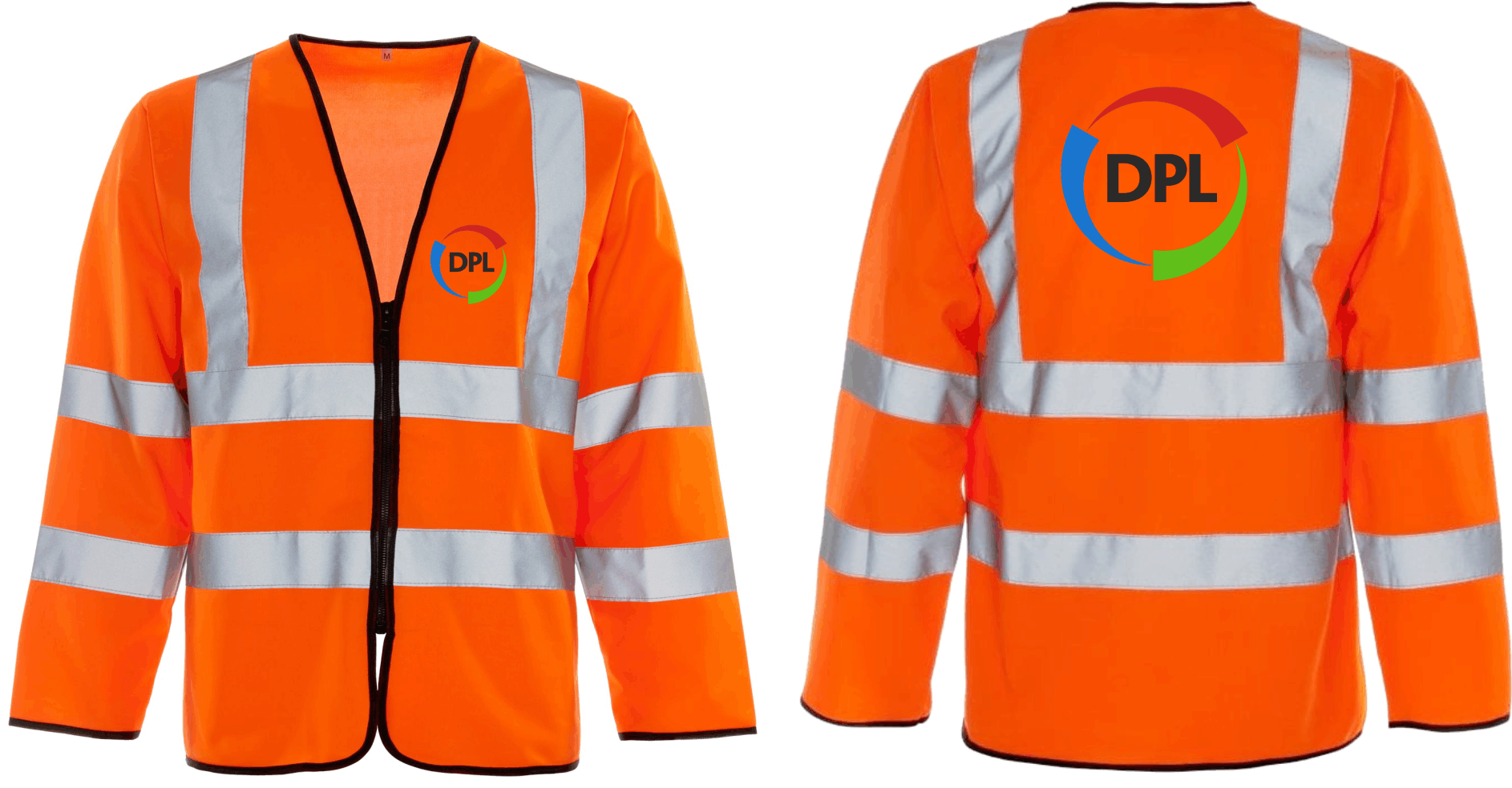 DPL Group Orange Long Sleeved Zipped Hi Vis Safety Vest