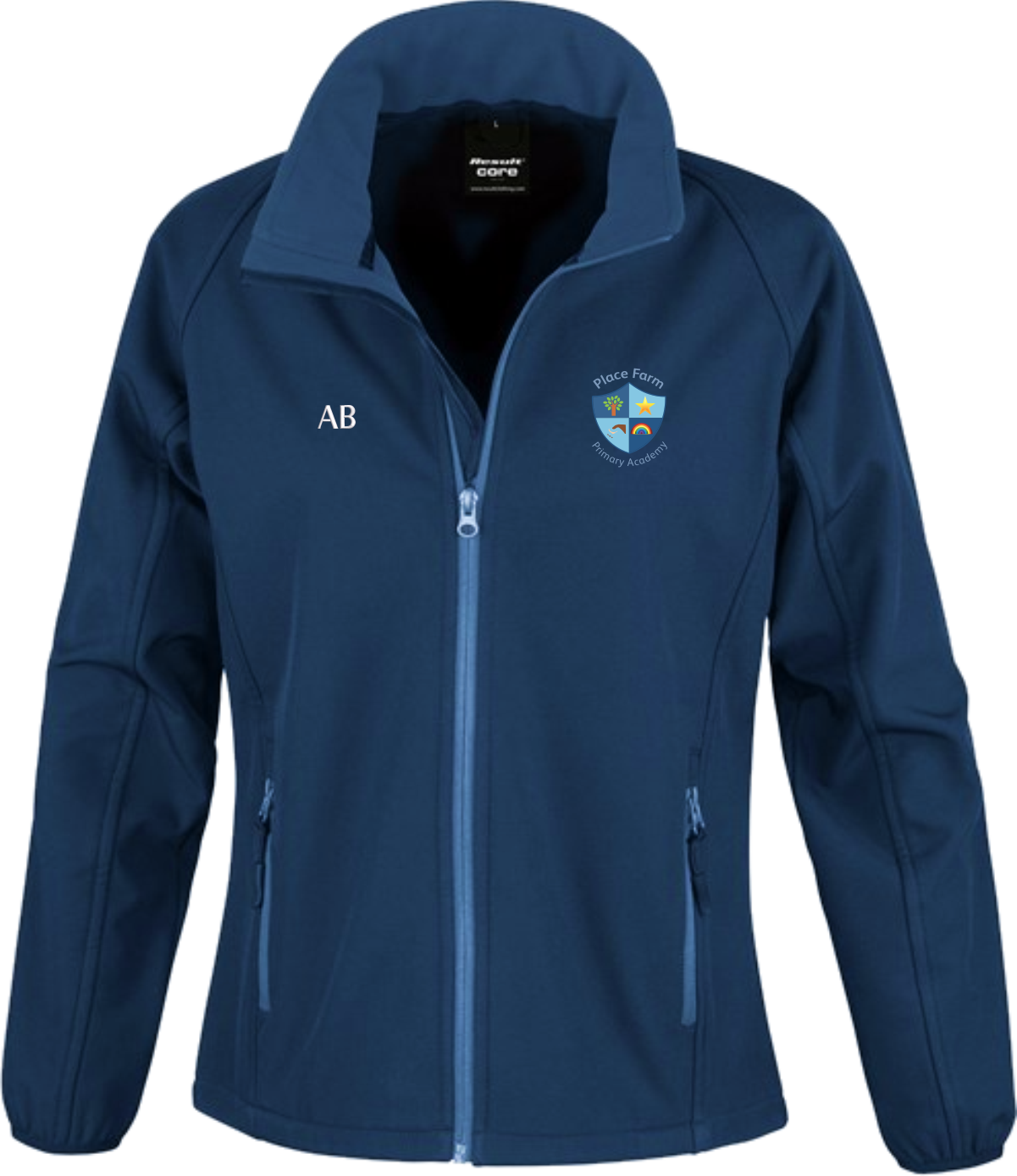 Place Farm Primary - Staff Ladies Softshell Jacket with initials (Ladies Cut Sizing)